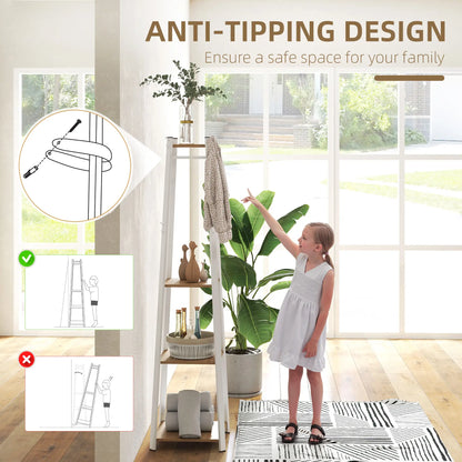 Clothes Rack with Storage, 8 Hooks, 3-Tier Shelf, Oak Clothing Storage at Gallery Canada