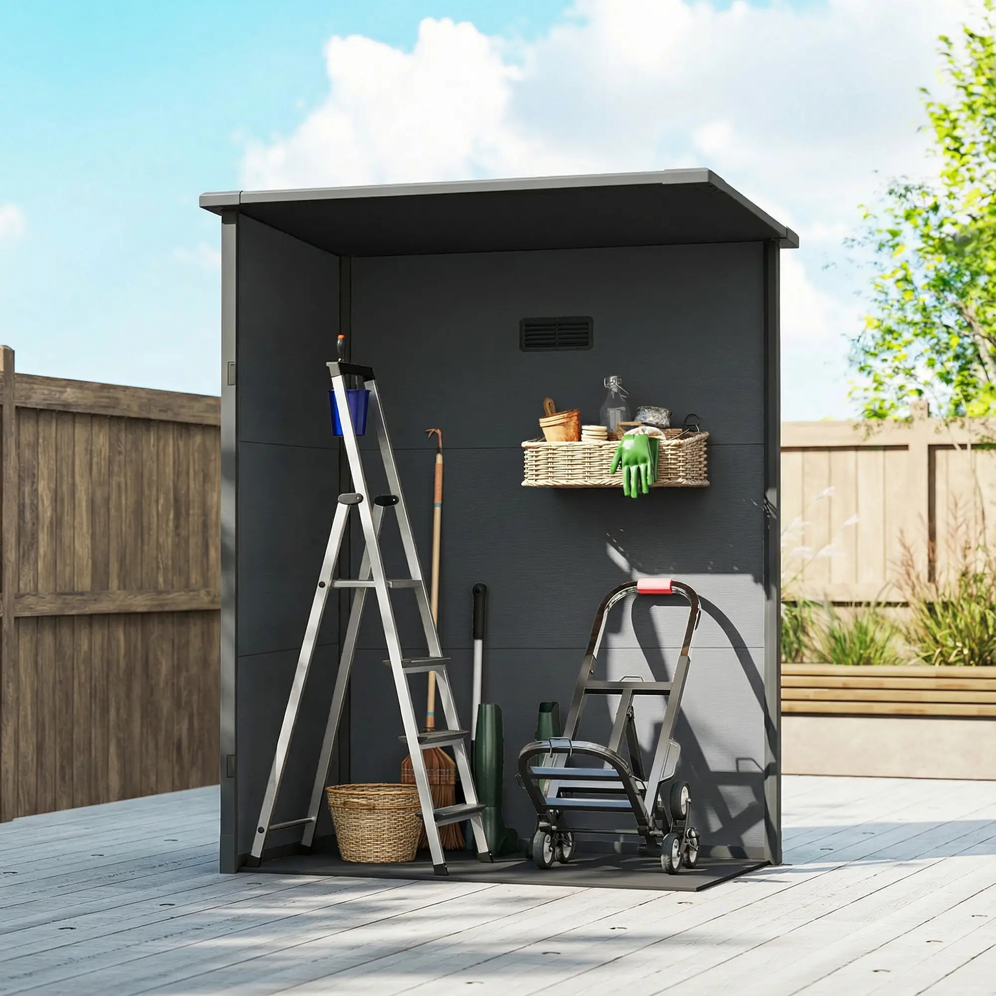 5 x 3FT Garden Shed With Floor, Lockable Door, Window, Vent, Dark Grey Sheds at Gallery Canada