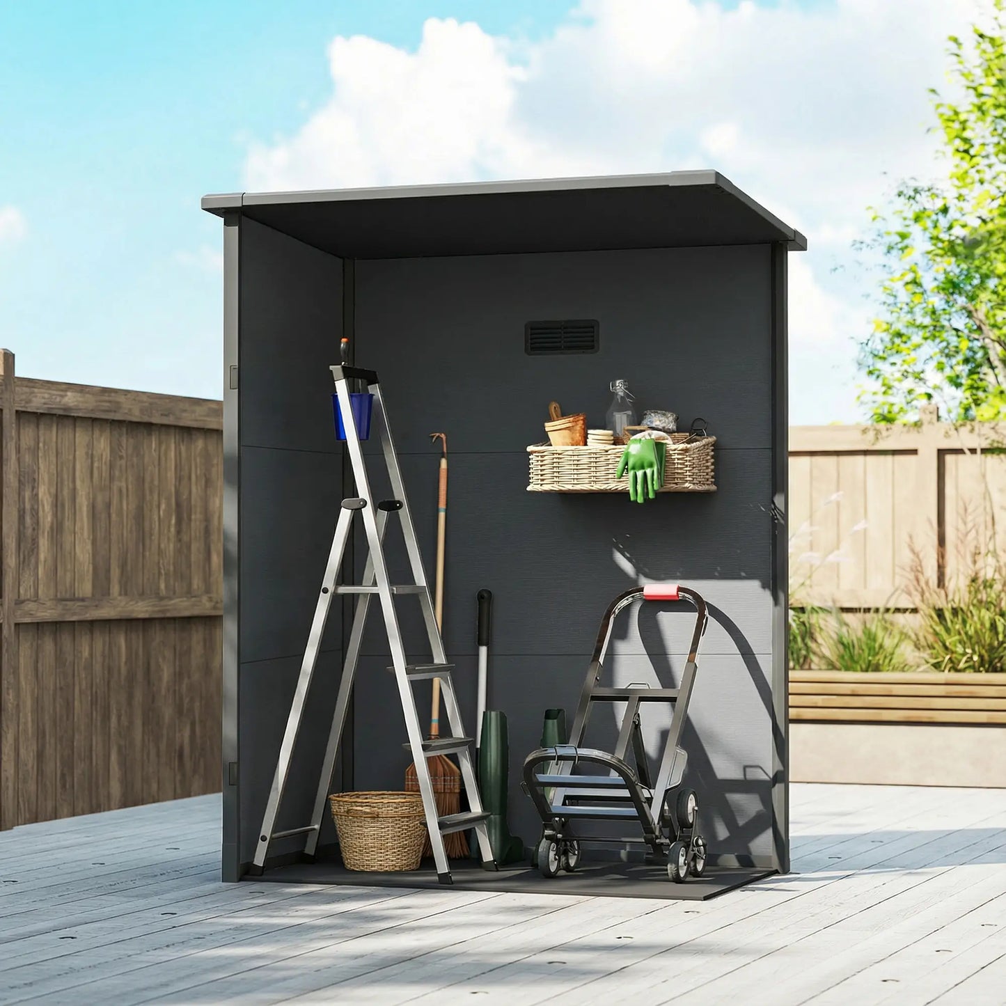 5 x 3FT Garden Shed With Floor, Lockable Door, Window, Vent, Dark Grey Sheds at Gallery Canada