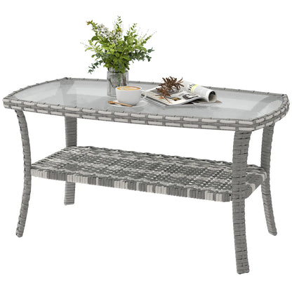 Outdoor Coffee Table With Storage, PE Wicker With Glass Top, Dark Grey Patio Side Tables Dark Grey, Clear at Gallery Canada