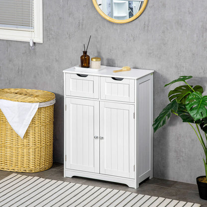 Bathroom Storage Cabinet, 2 Drawers, Adjustable Shelf, White Bathroom Cabinets at Gallery Canada