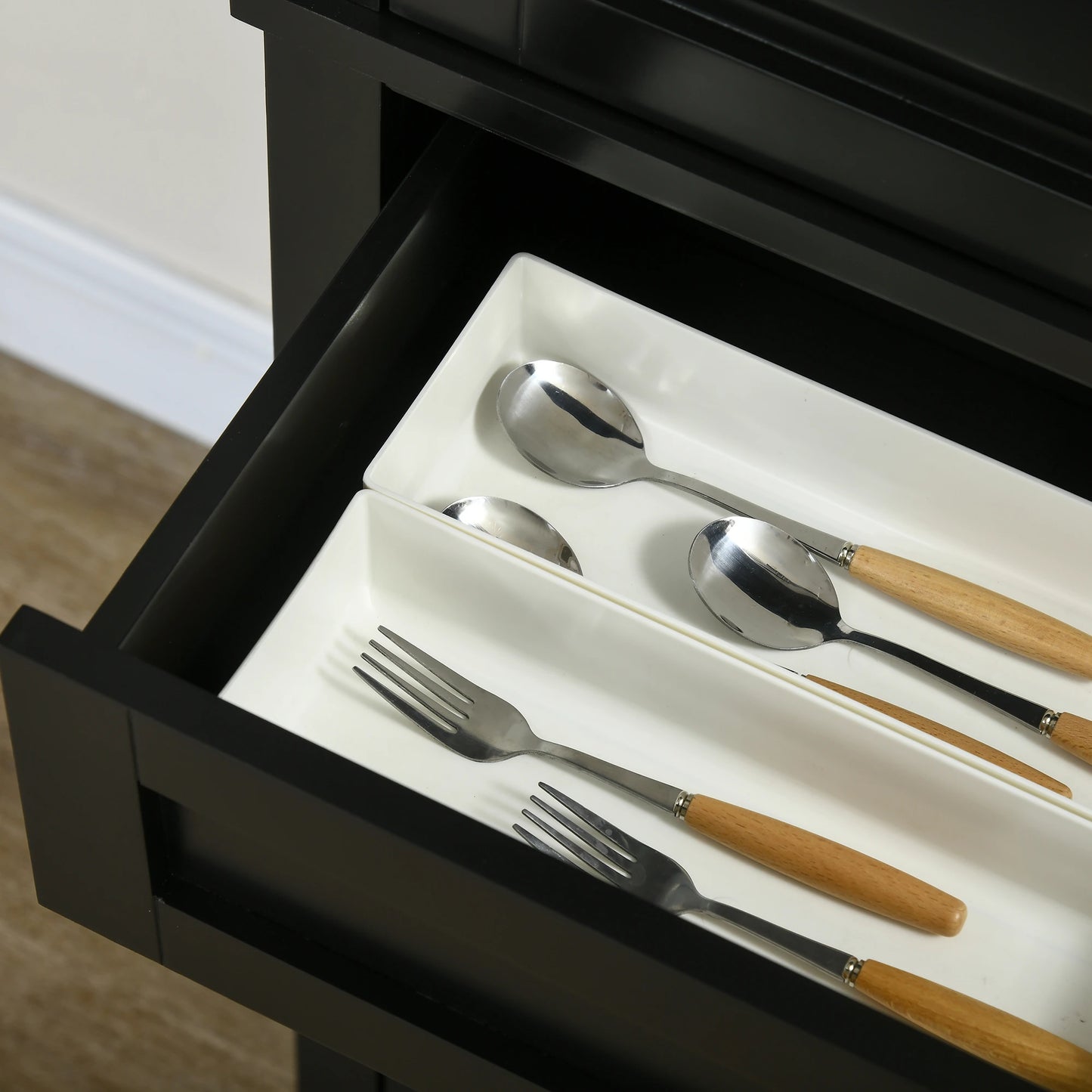 72" Kitchen Pantry Cabinet, 4-Door with Drawer, Adjustable Shelves, Black Kitchen Pantry Cabinets at Gallery Canada