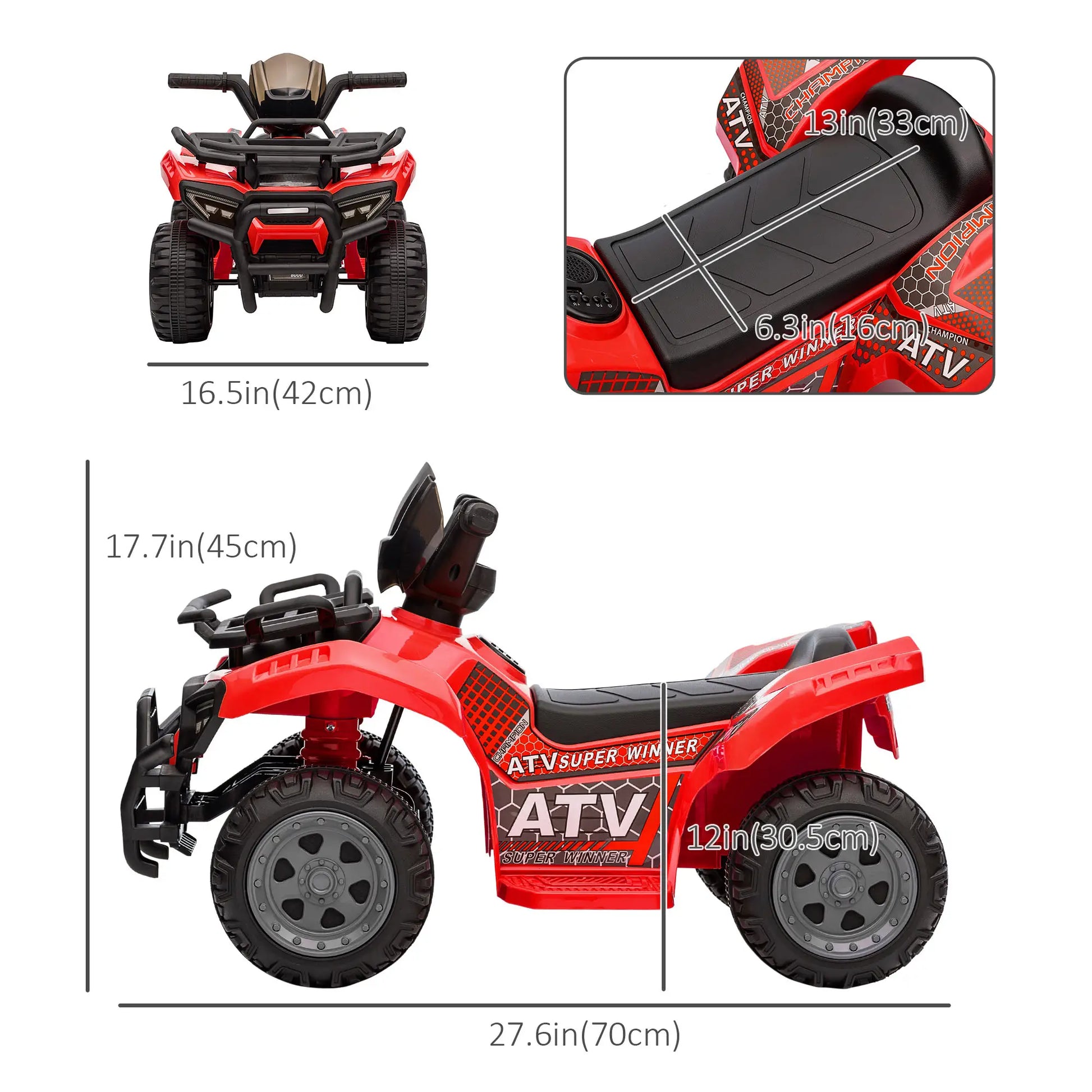 6V Kids ATV Quad, 4 Wheeler Electric Ride On Car, 18-36 Months, Red Electric Toy Cars at Gallery Canada