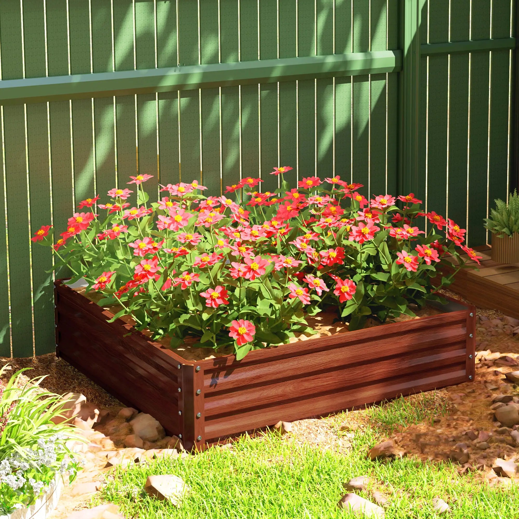 4'x4'x1' Raised Garden Bed, Galvanized Steel Planter, Dark Brown Galvanized Planter Boxes at Gallery Canada