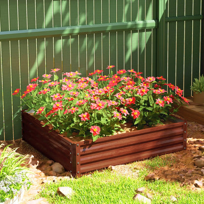 4'x4'x1' Raised Garden Bed, Galvanized Steel Planter, Dark Brown Galvanized Planter Boxes at Gallery Canada