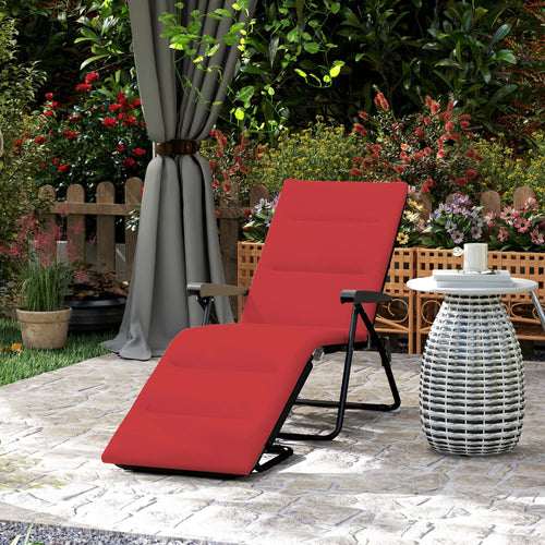 Foldable Reclining Patio Lounge Chair, 6-Position Adjustable, Wine Red