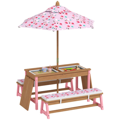 Kids Picnic Table With Bench, Removable Umbrella, Flamingo Theme, Pink Kids Outdoor Furniture at Gallery Canada