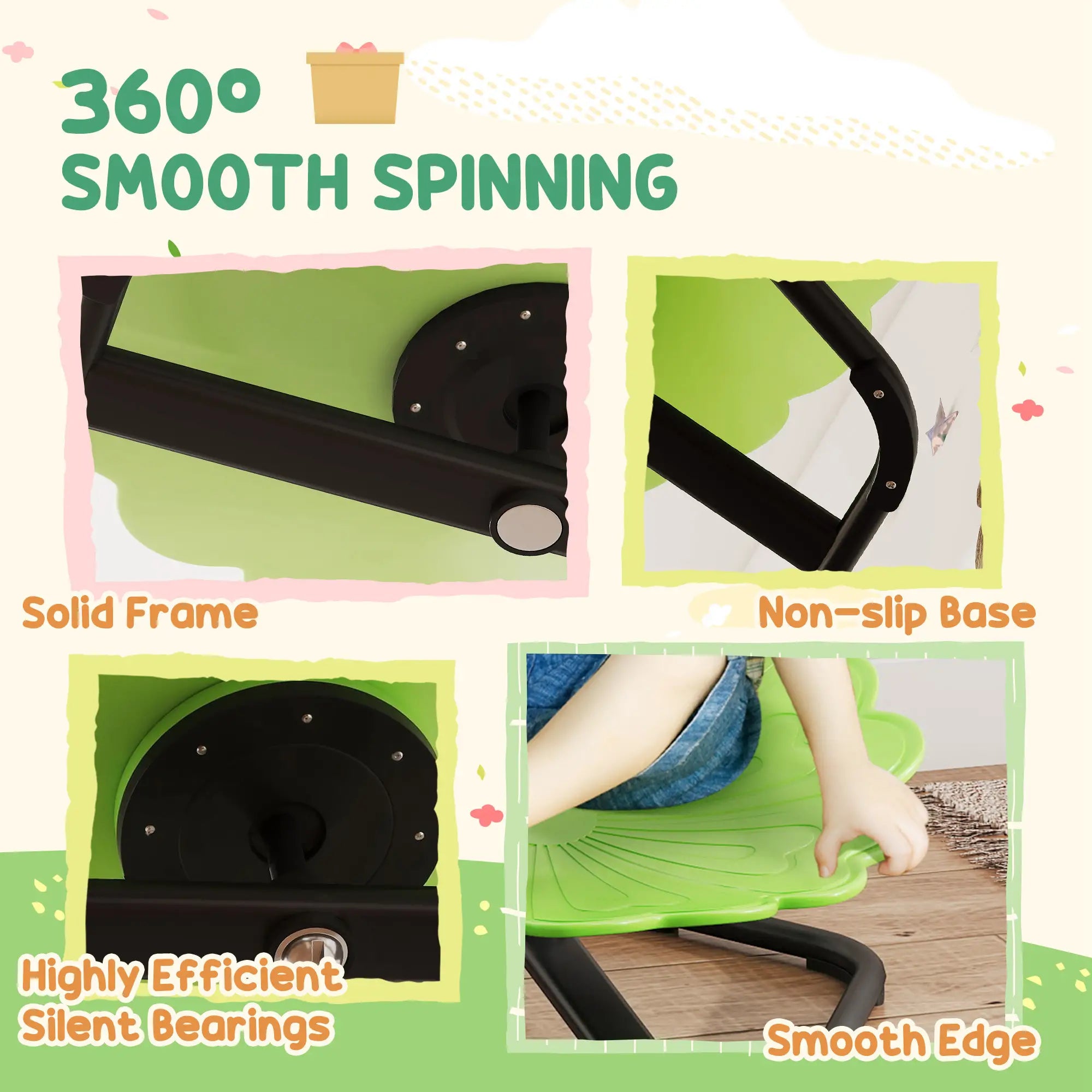 Flower-Shaped Kids Swivel Chair, Non-Slip Sensory Chair, Green Kids Chairs & Seating at Gallery Canada