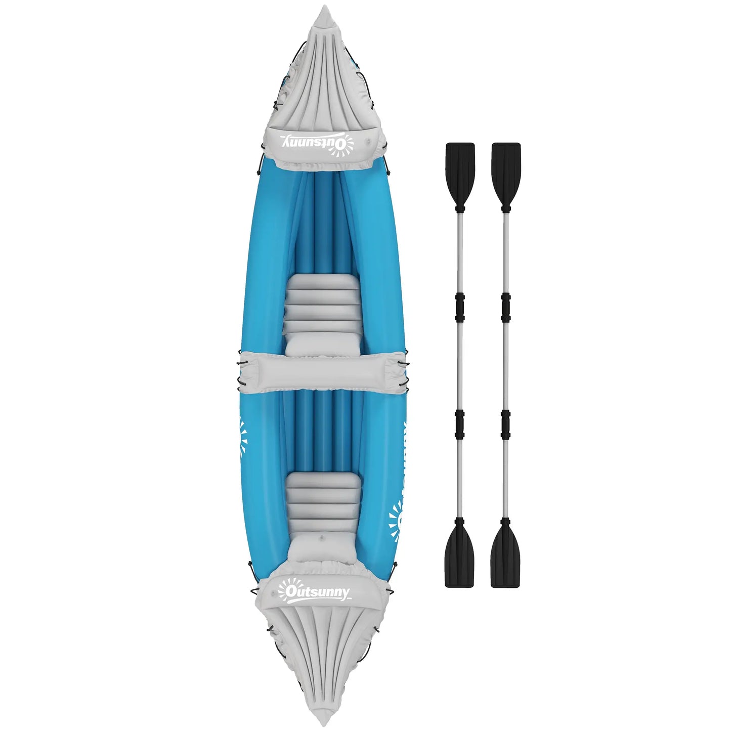 2-Person Inflatable Kayak, Foldable Fishing Boat, Aluminum Oars, Blue Water Sports & Boating Supplies Blue, Grey at Gallery Canada