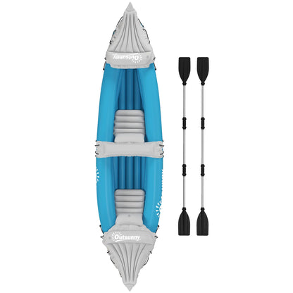 2-Person Inflatable Kayak, Foldable Fishing Boat, Aluminum Oars, Blue Water Sports & Boating Supplies Blue, Grey at Gallery Canada