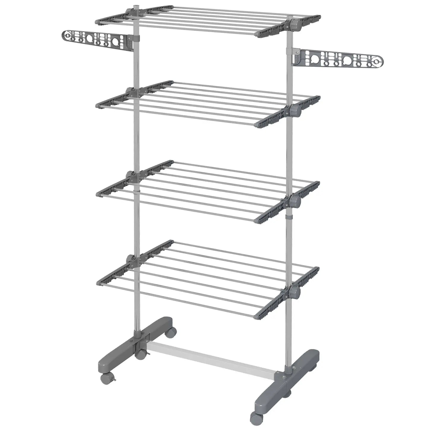 Stainless Steel Folding Clothes Drying Rack, Side Wings, Castors, Indoor Outdoor, Grey Bath Accessories at Gallery Canada