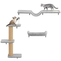 3-in-1 Cat Wall Shelves, Bed, Hammock, Posts, Spring Ball Cat Climbing Wall Multi Colour at Gallery Canada
