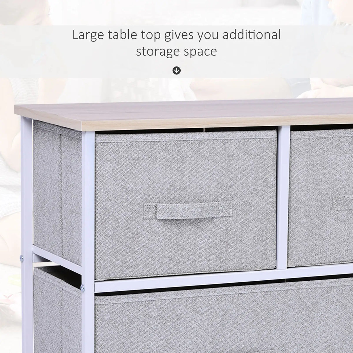 Linen Drawer Cabinet, 5 Removable Drawers, Metal Frame, Adjustable Feet, Grey Storage Cabinets at Gallery Canada