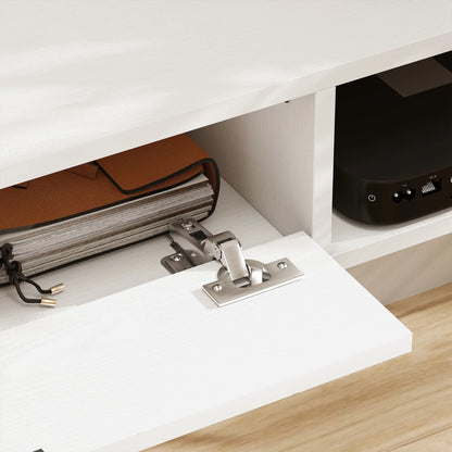 Support TV flottant de 71 pouces, console multimédia murale, blanc