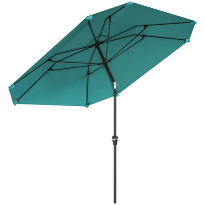 7.6FT Aluminum Patio Umbrella, 8 Ribs, Crank Tilt, Sky Blue Sun Umbrellas at Gallery Canada