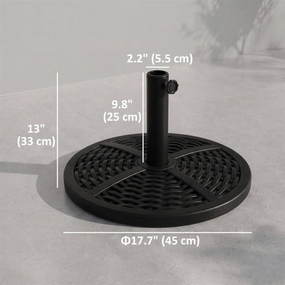 18" Heavy Duty Round Market Umbrella Base, Rattan Design, Black Umbrella Bases at Gallery Canada