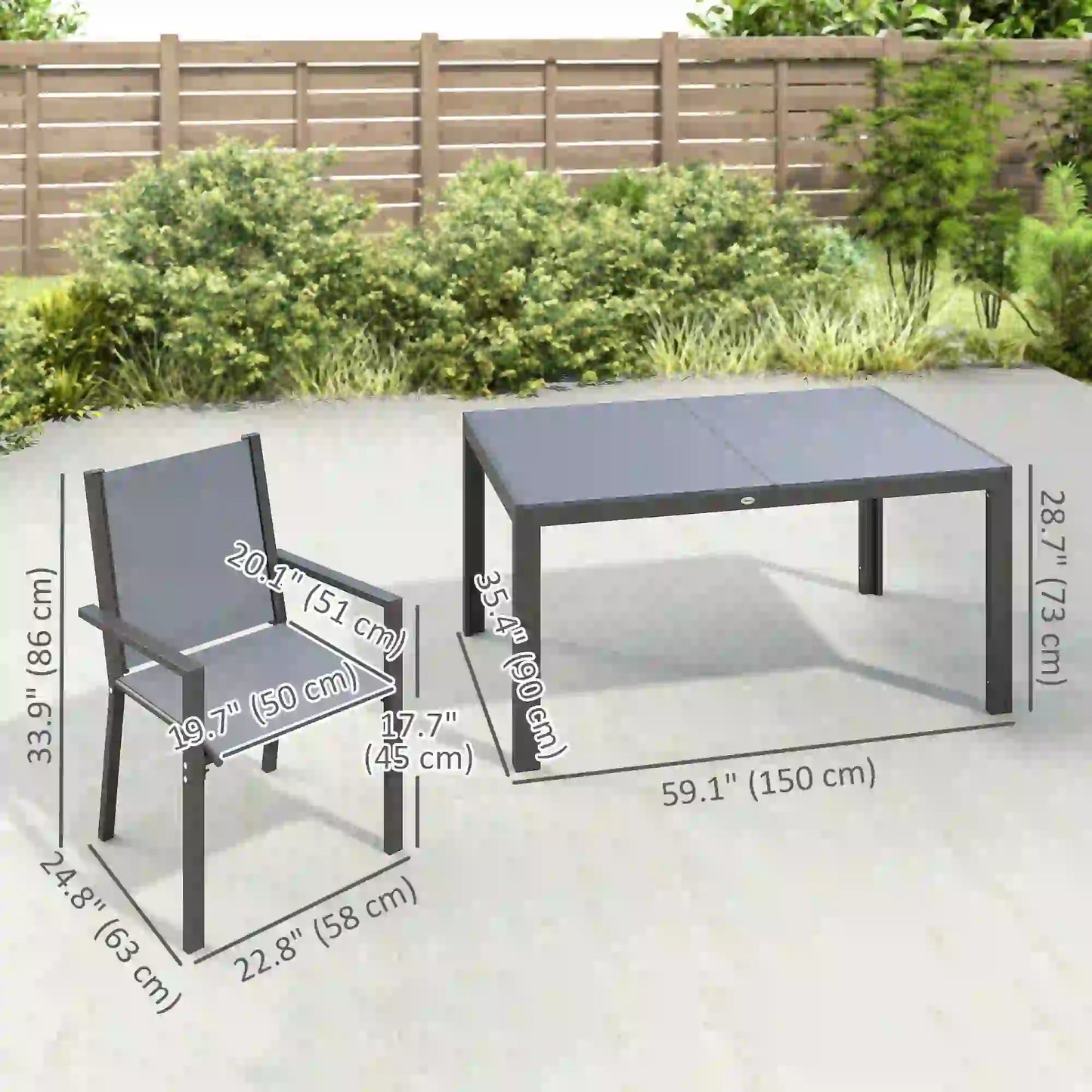 7 Piece Outdoor Dining Set, Rectangular Table, 6 Stackable Chairs Outdoor Dining Sets at Gallery Canada