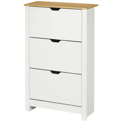 Shoe Storage Cabinet, 3 Flip Drawers, Adjustable Shelves, 9-18 Pairs, White Shoe Storage Cabinets & Racks White at Gallery Canada