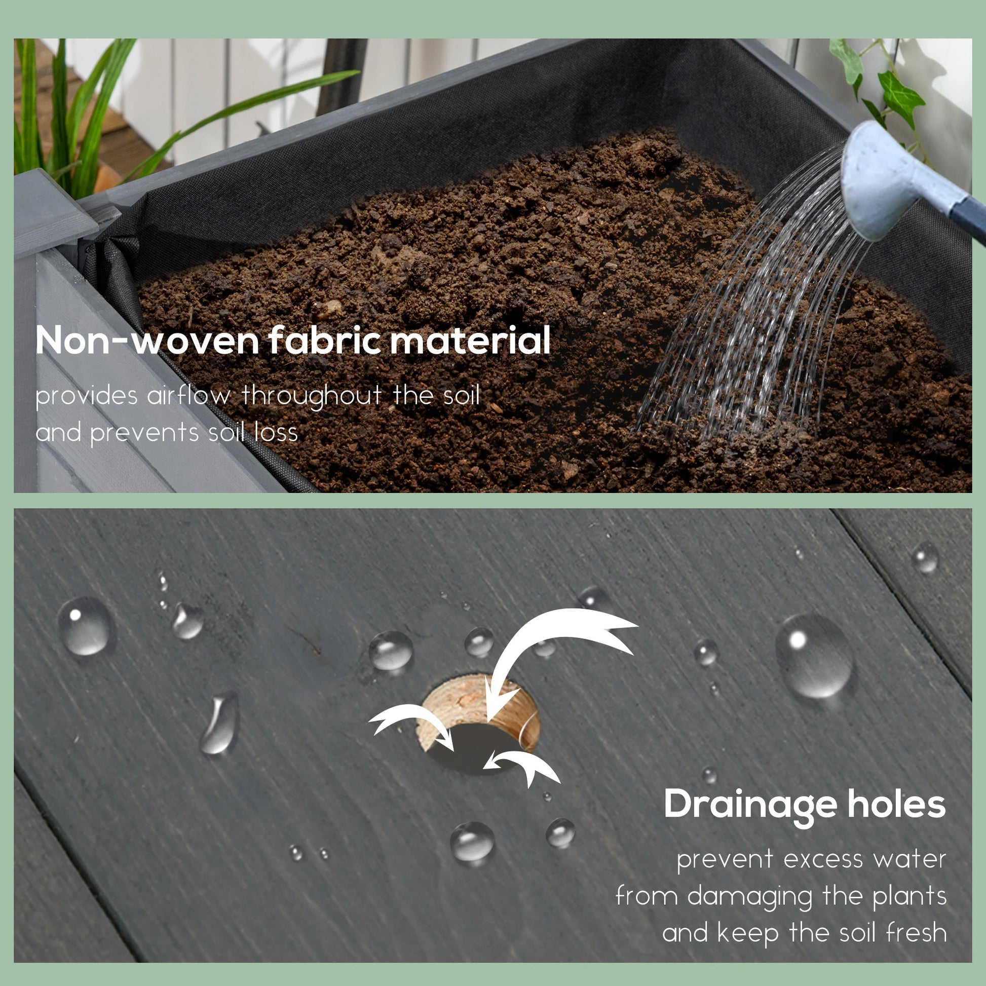 Mobile Raised Garden Bed, Wood Planter Box w/ Wheels, Storage Shelf, Dark Grey Elevated Garden Beds at Gallery Canada