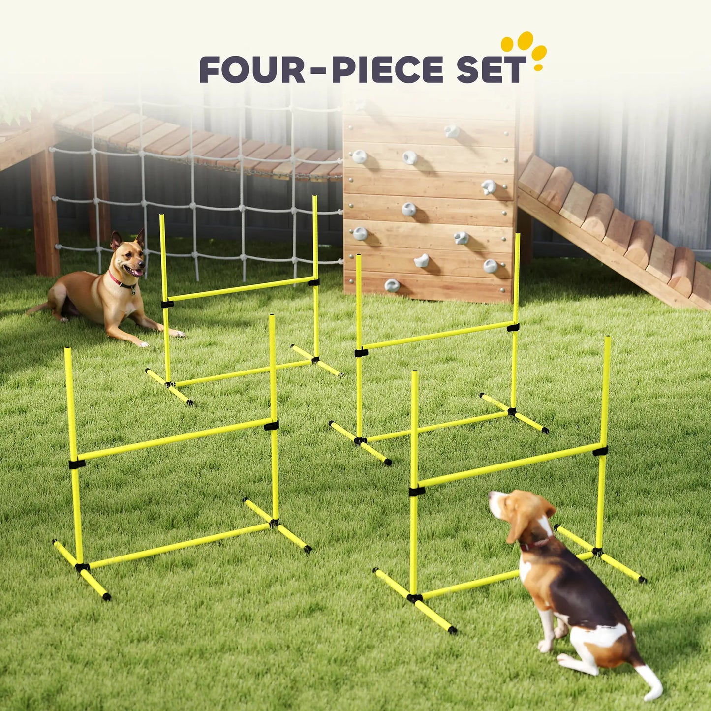 Set of 4 Dog Agility Training Jump Bars, Adjustable, Yellow Dog Agility Training Equipment at Gallery Canada