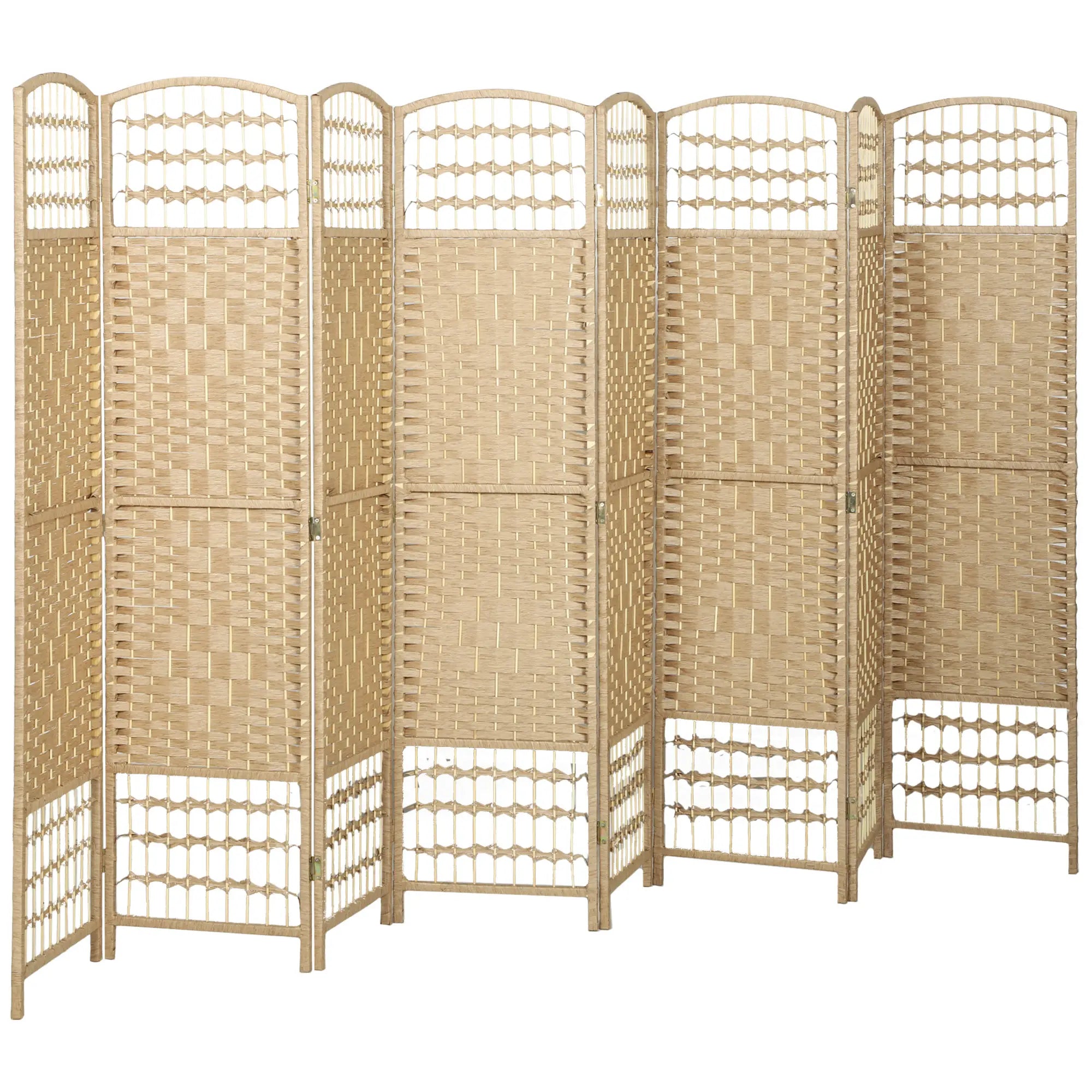 8 Panel Folding Room Divider, Portable Privacy Screen, Natural Room Dividers at Gallery Canada