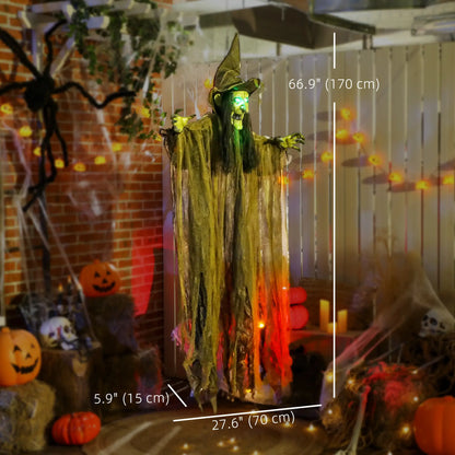 Animatronics Hanging Witch, Voice Activated, Flashing Eyes, Green Halloween Decorations at Gallery Canada