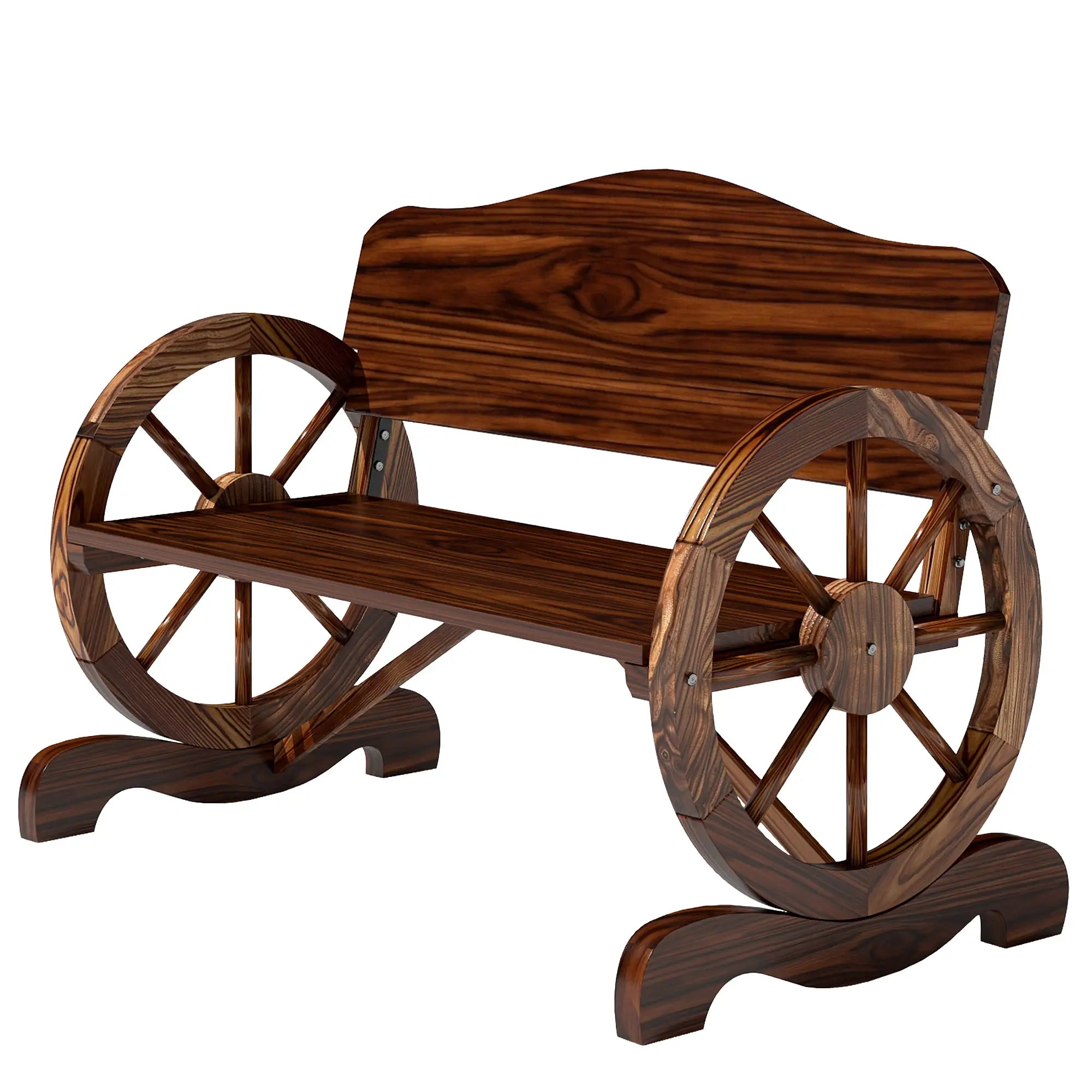 Wooden Outdoor Bench, Garden Patio Loveseat, 528LBS Capacity, Carbonized Outdoor Benches Carbonized at Gallery Canada