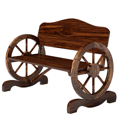 Wooden Outdoor Bench, Garden Patio Loveseat, 528LBS Capacity, Carbonized Outdoor Benches Carbonized at Gallery Canada