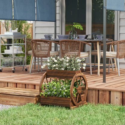 2-Tier Raised Garden Bed, Wooden Wagon Planter Box, Carbonized Wooden Planter Boxes at Gallery Canada