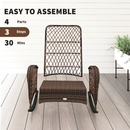 Outdoor Wicker Rattan Rocking Chair, Thick Cushions, Light Mixed Brown Outdoor Rocking Chairs at Gallery Canada