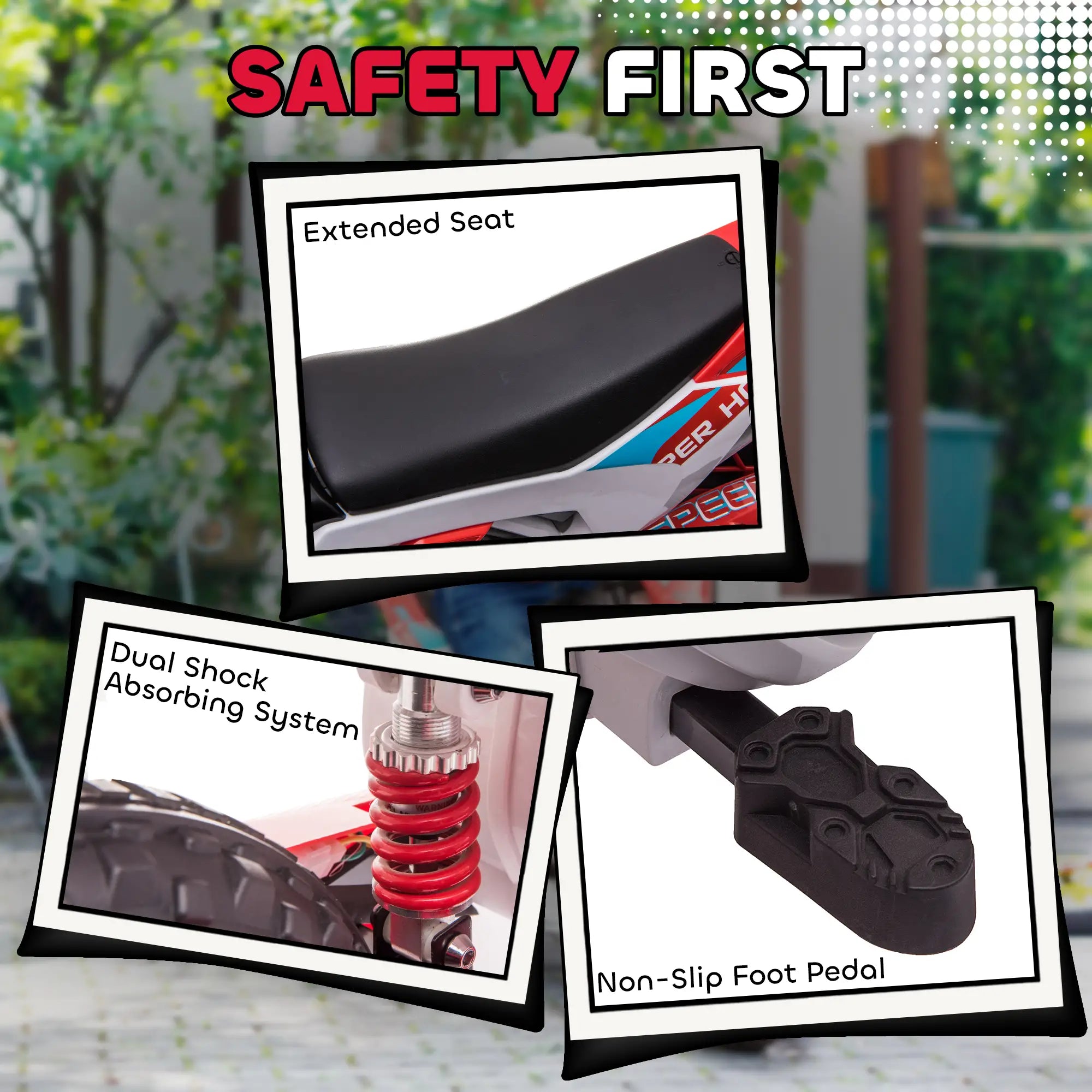 Kids Dirt Bike 12V Battery, Training Wheels, Red Electric Motorcycles at Gallery Canada