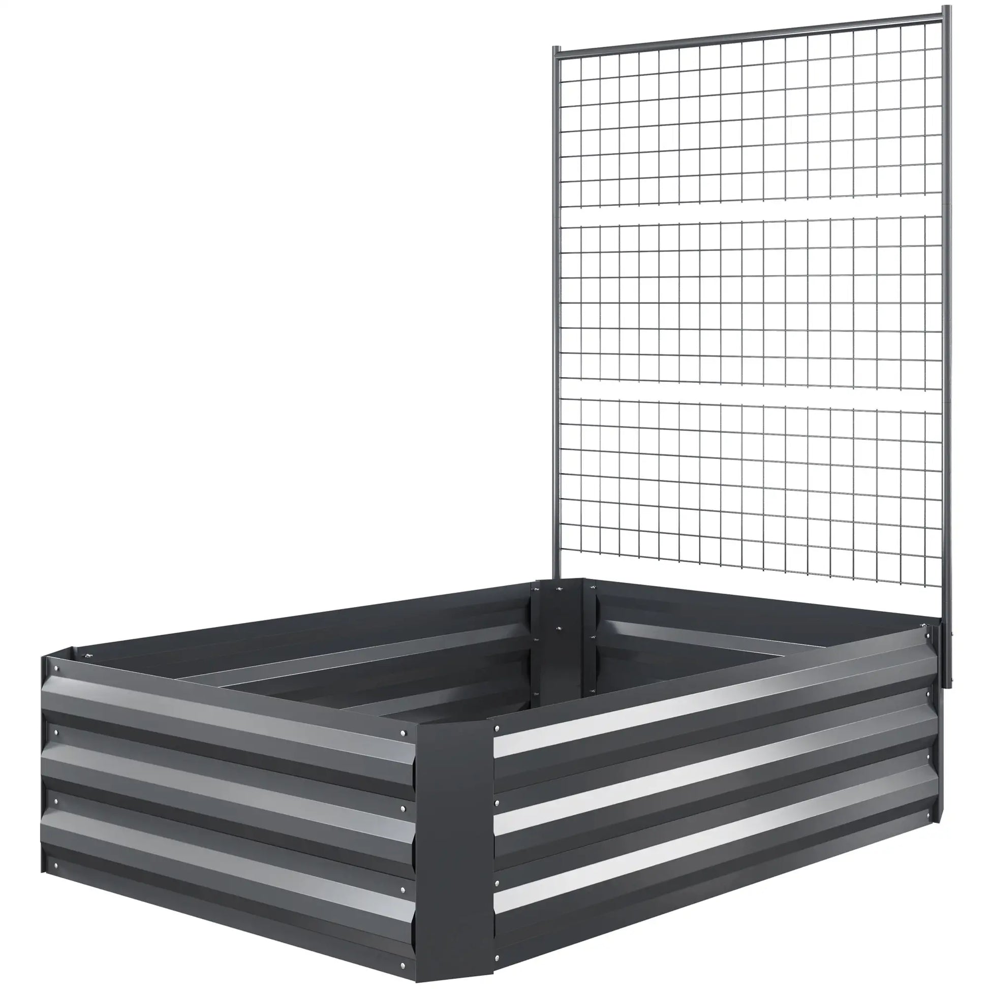 Galvanized Raised Garden Bed, Trellis for Climbing Plants, Dark Grey Raised Garden Beds Dark Grey at Gallery Canada