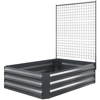 Galvanized Raised Garden Bed, Trellis for Climbing Plants, Dark Grey Raised Garden Beds Dark Grey at Gallery Canada