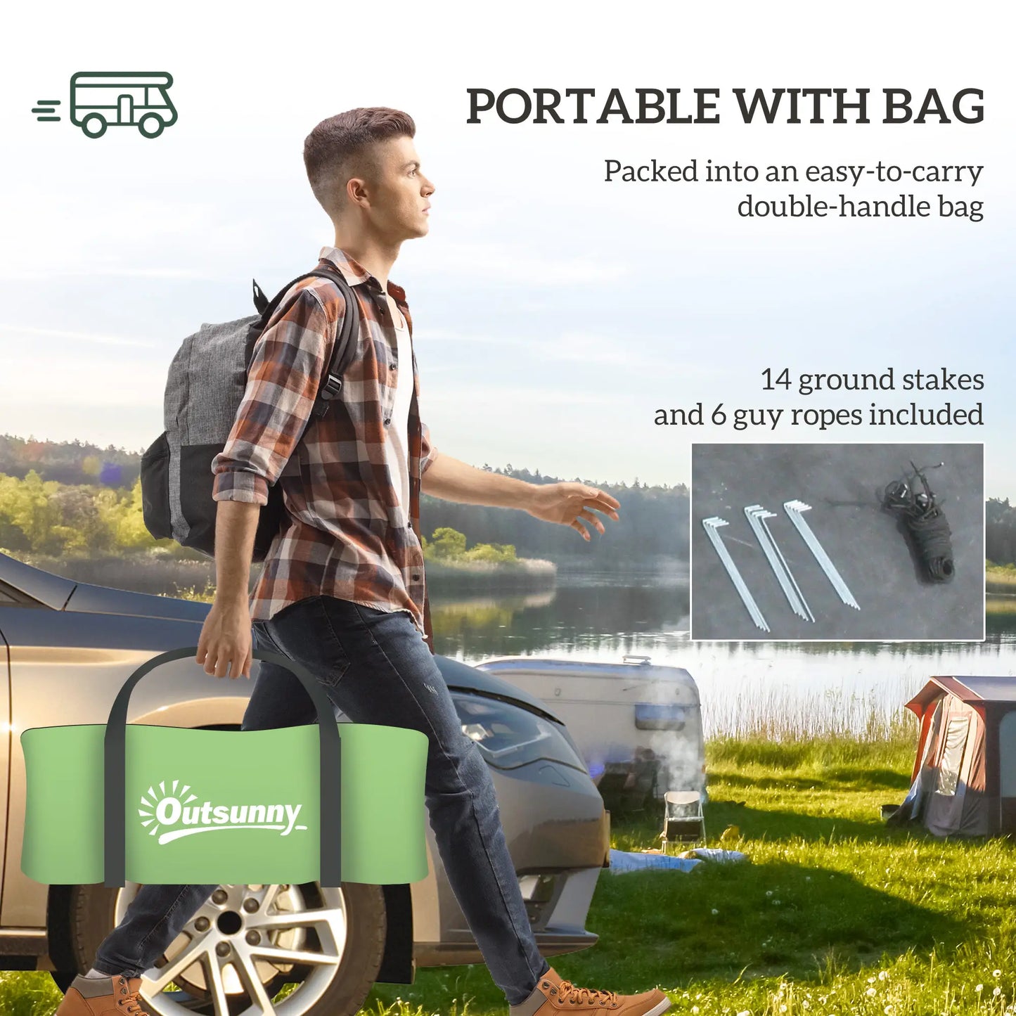 3-4 Person Camping Tent, 2 Rooms, 3000mm Waterproof, Dark Green Camping Tents at Gallery Canada