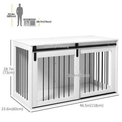 46.5" Dog Crate Furniture, End Side Table for Large Dogs, White Houses, Kennels & Pens at Gallery Canada