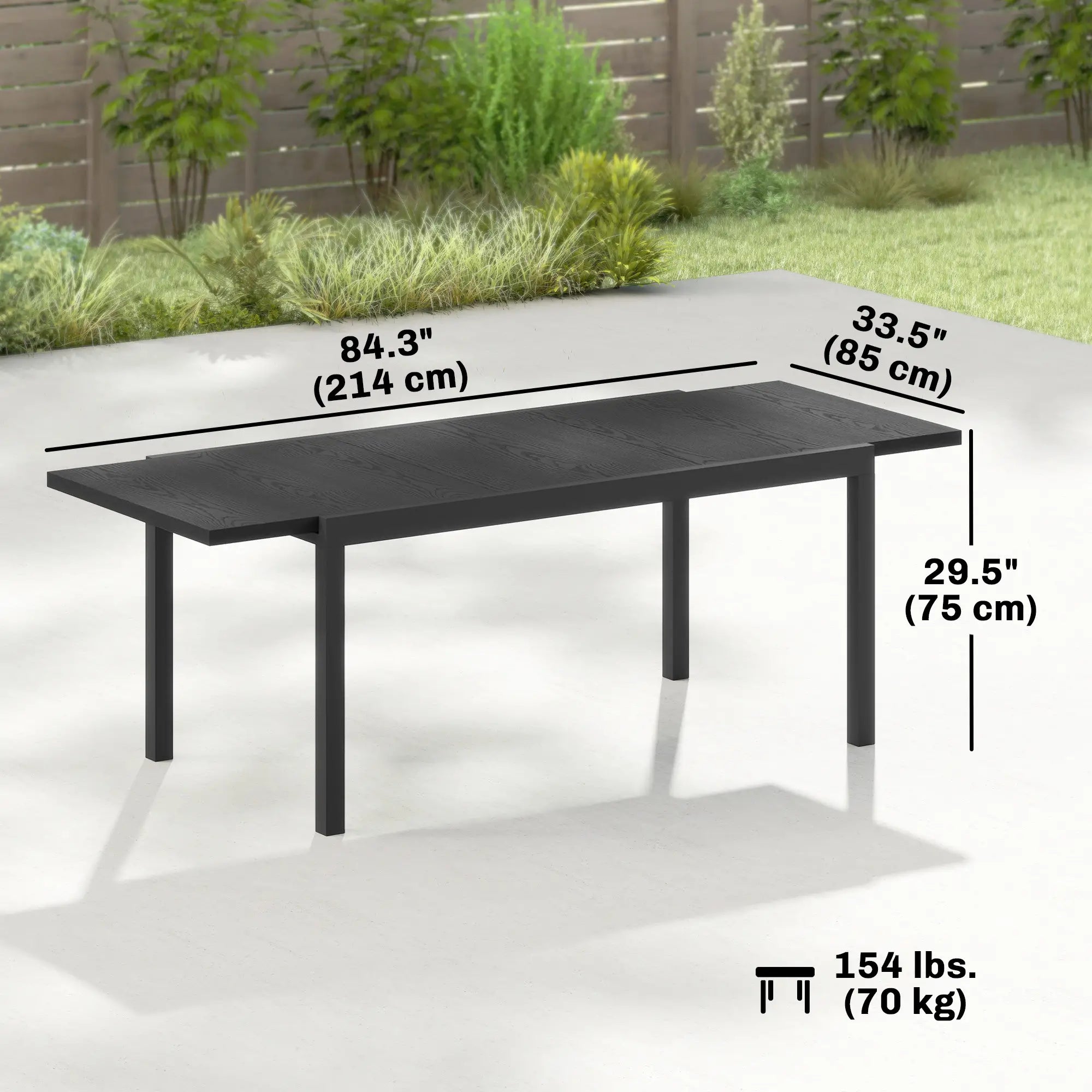 Expandable Aluminum Patio Dining Table, 84.3