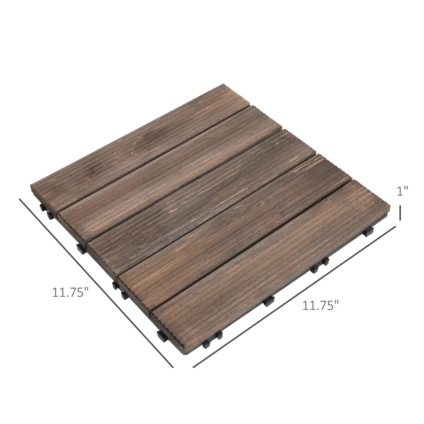 27 Pcs Wood Interlocking Deck Tiles, 12 x 12in, Black Deck Tiles at Gallery Canada