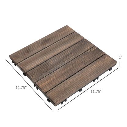 27 Pcs Wood Interlocking Deck Tiles, 12 x 12in, Black Deck Tiles at Gallery Canada