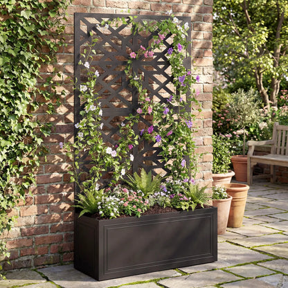 Lit de jardin surélevé en métal avec treillis pour plantes grimpantes