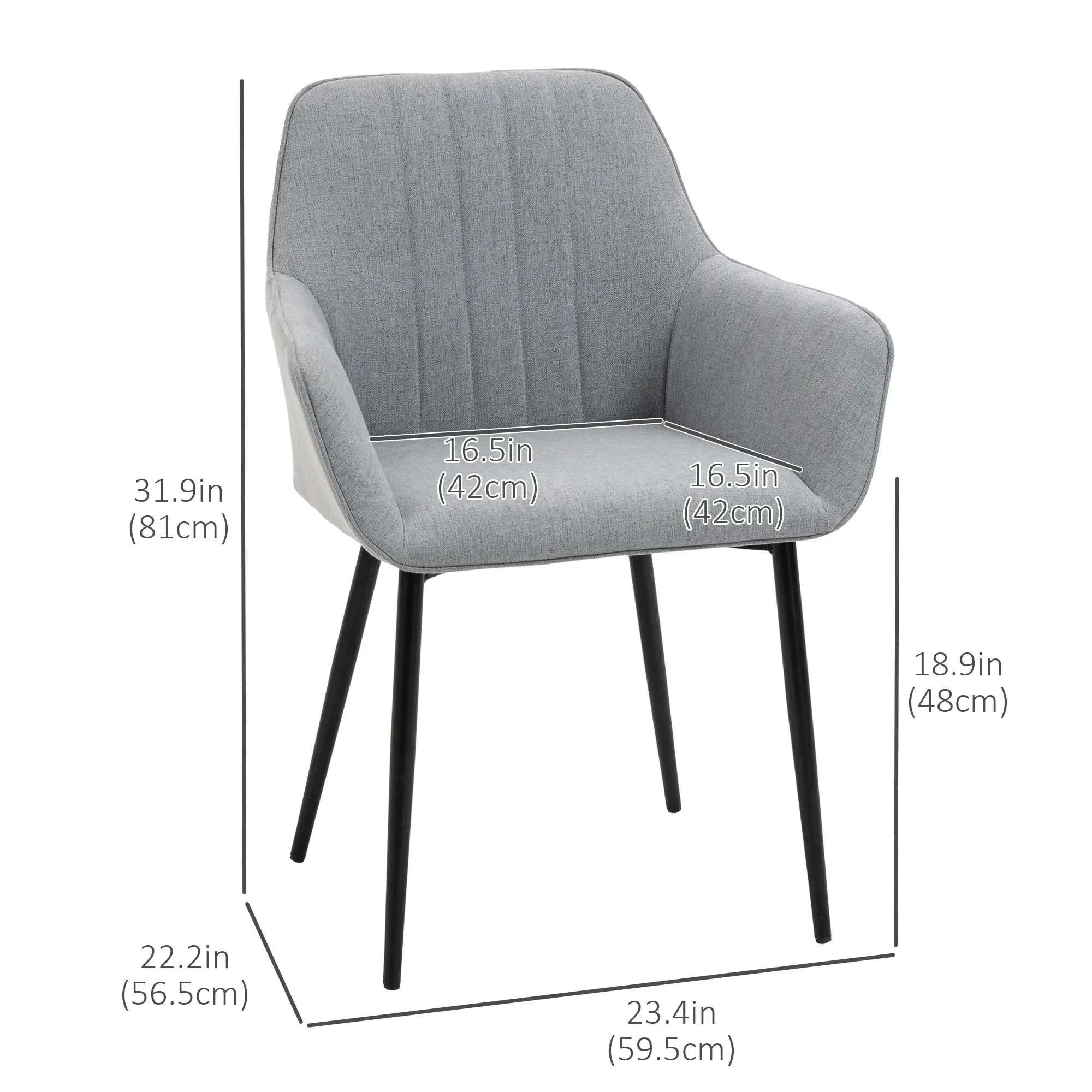 Upholstered Linen Dining Chairs, Set of 2, Metal Legs, Light Grey Bar Stools at Gallery Canada