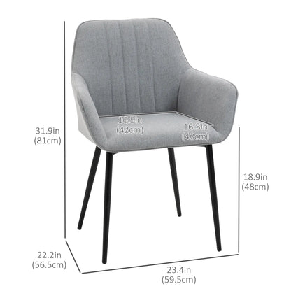 Upholstered Linen Dining Chairs, Set of 2, Metal Legs, Light Grey Bar Stools at Gallery Canada