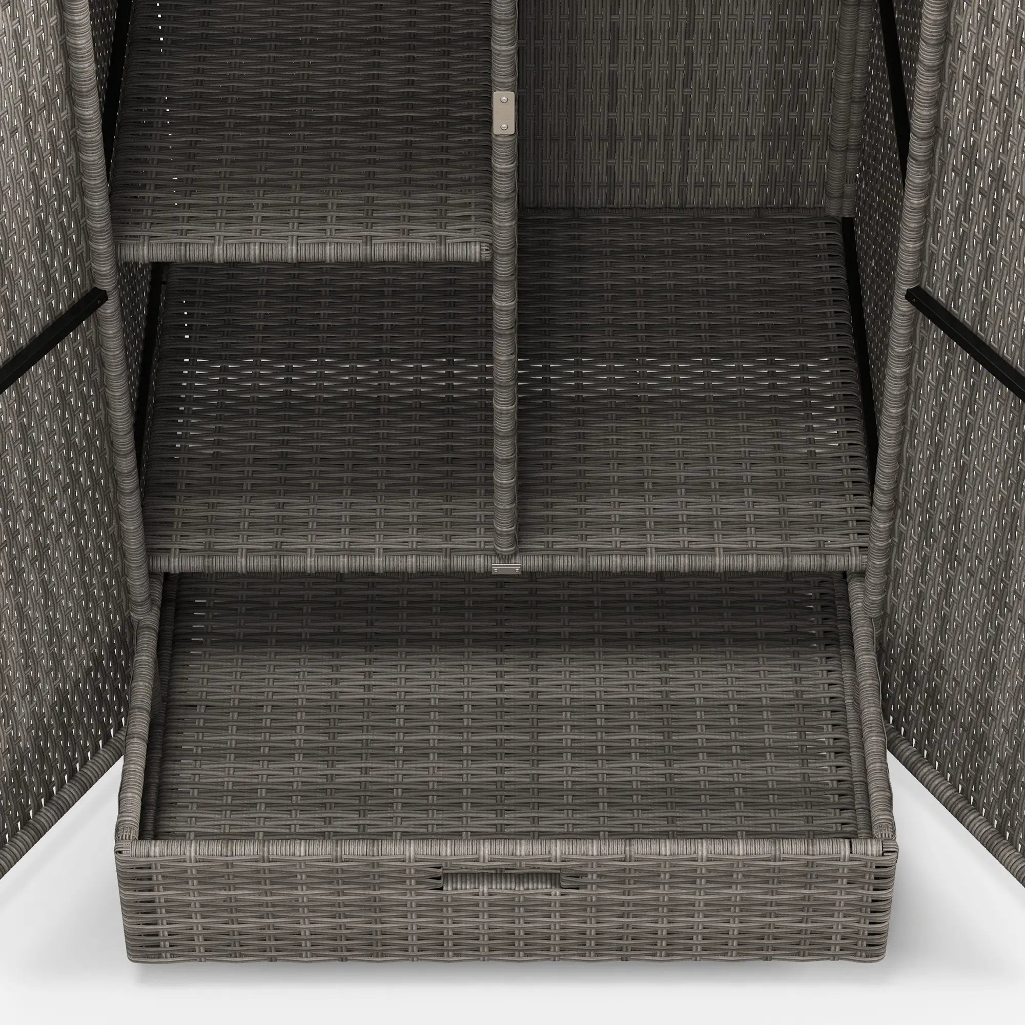 Wicker Outdoor Storage Cabinet, 2-Door Rattan, Dark Grey Patio Storage Boxes at Gallery Canada