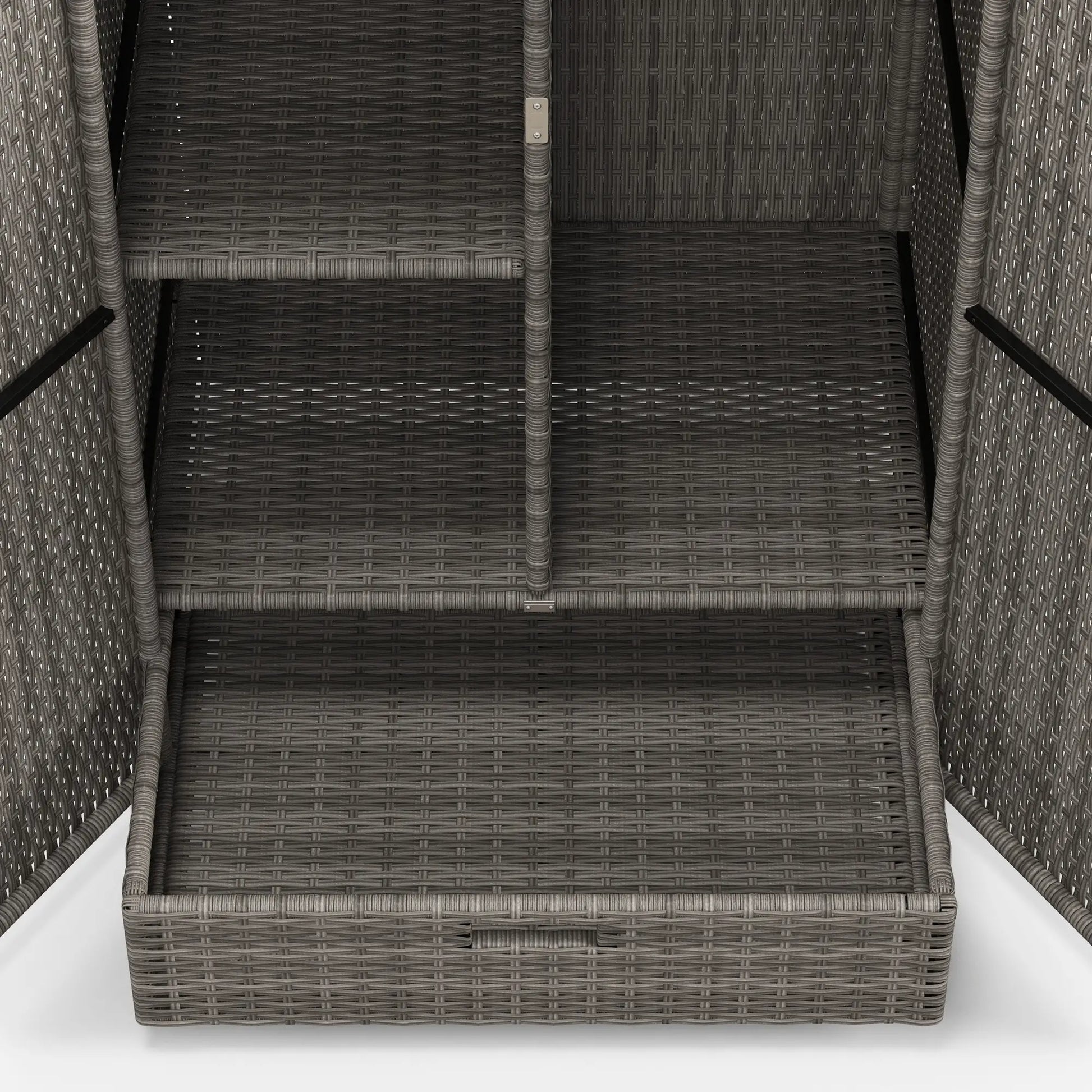 Wicker Outdoor Storage Cabinet, 2-Door Rattan, Dark Grey Patio Storage Boxes at Gallery Canada