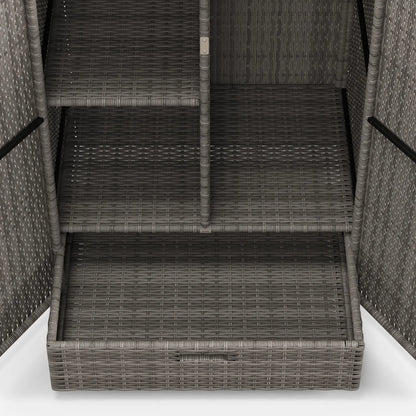 Wicker Outdoor Storage Cabinet, 2-Door Rattan, Dark Grey Patio Storage Boxes at Gallery Canada