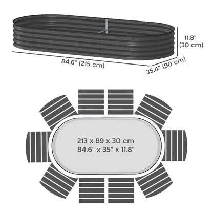 7' x 3' x 1' Galvanized Raised Garden Bed, Dark Grey Metal Planter Box, Dark Grey