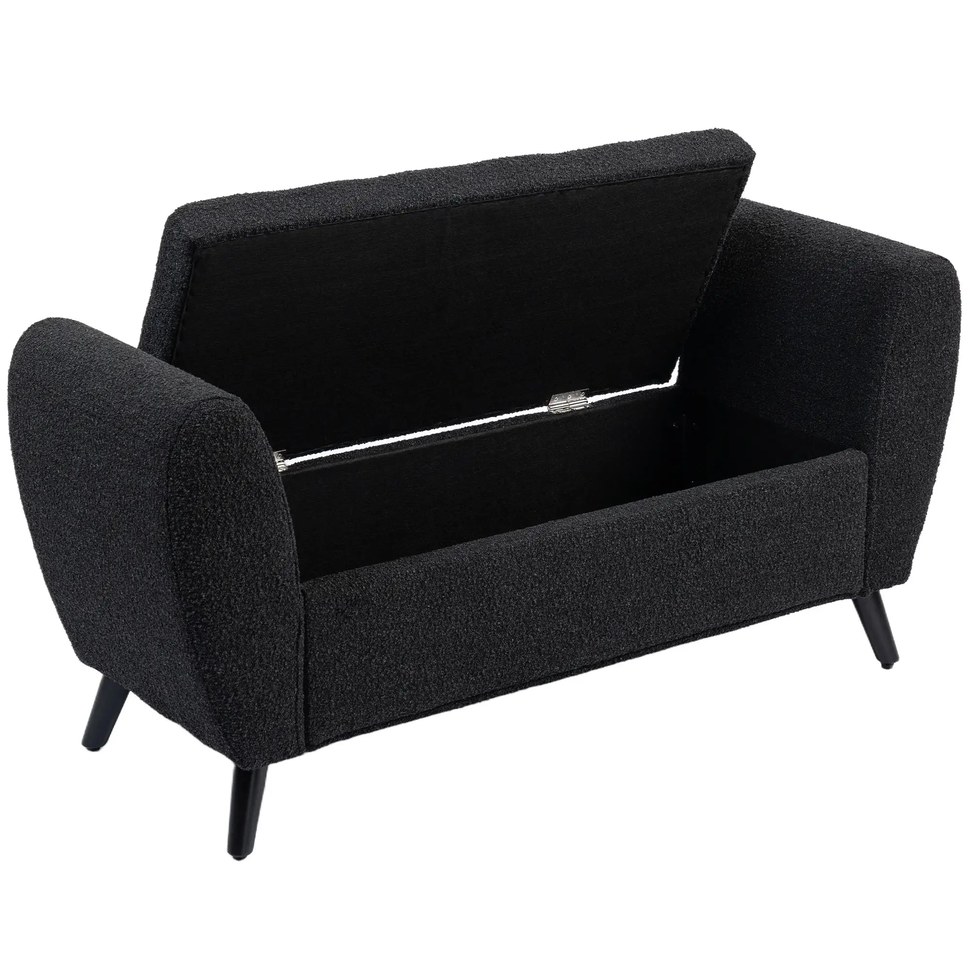 Upholstered Storage Bench with Arms, Modern Ottoman, Black Storage Ottomans & Benches Black at Gallery Canada