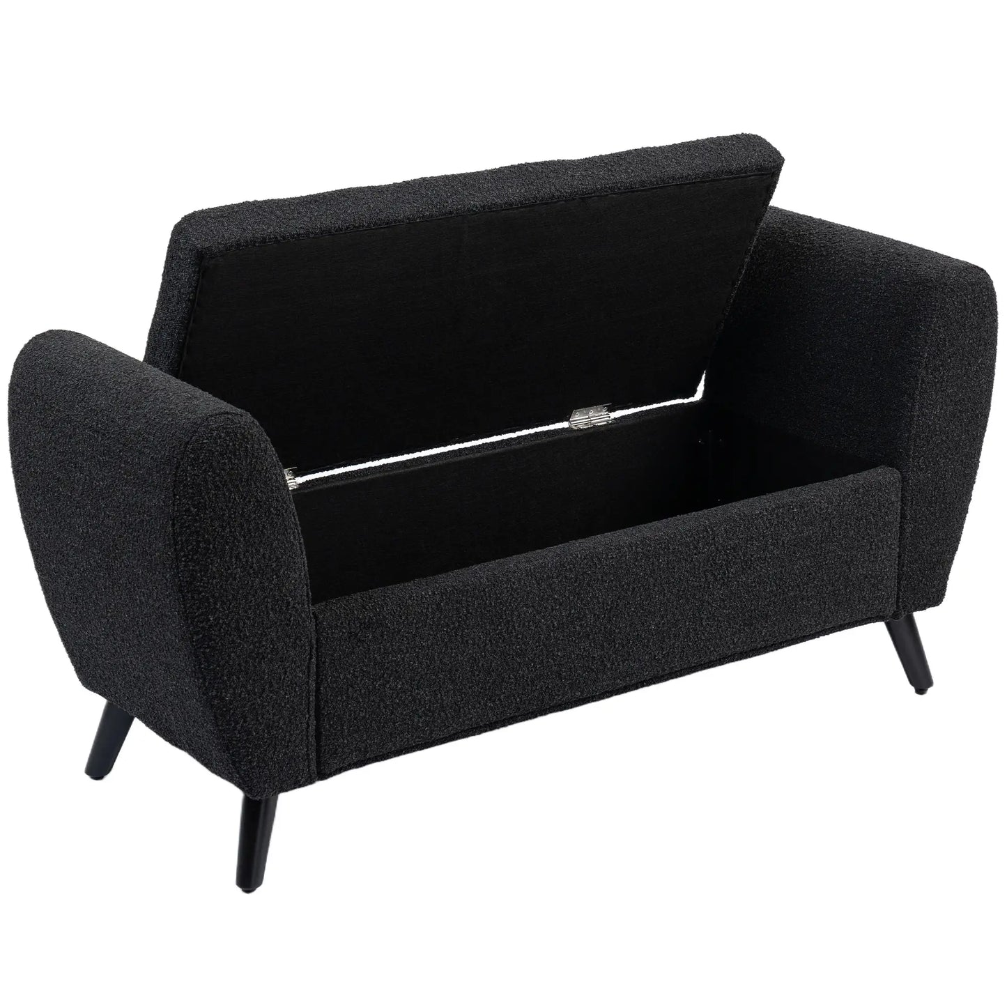 Upholstered Storage Bench with Arms, Modern Ottoman, Black Storage Ottomans & Benches Black at Gallery Canada