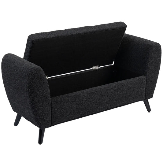 Upholstered Storage Bench with Arms, Modern Ottoman, Black Storage Ottomans & Benches Black at Gallery Canada