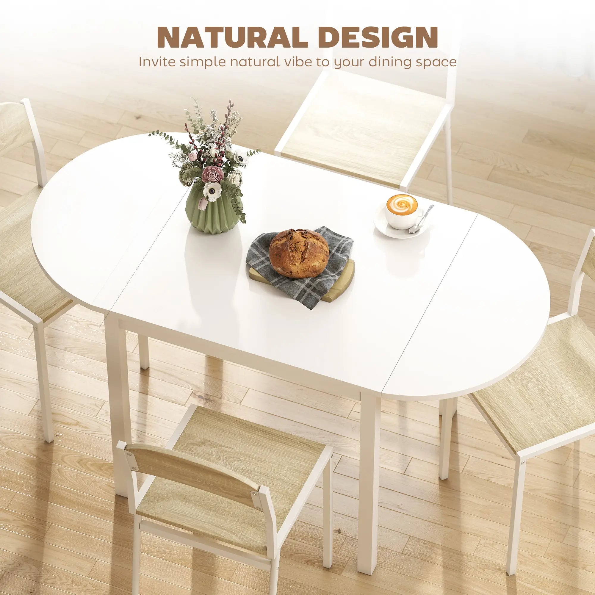 Solid Wood Kitchen Table, Drop Leaf, Folding Dining Table, White Dining Tables at Gallery Canada