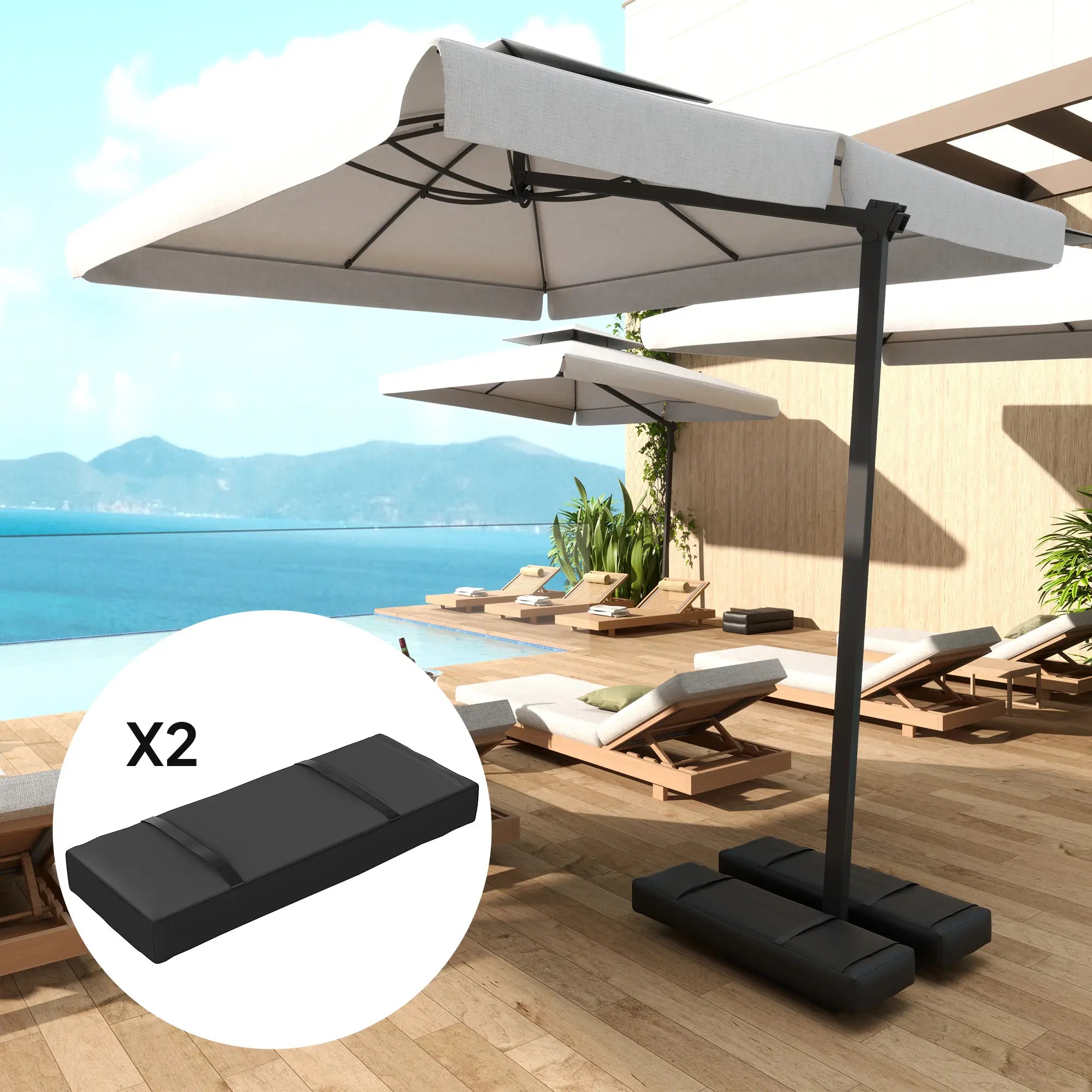 2PCS Patio Umbrella Base Weight Bag, 55 lbs, Black Umbrella Bases at Gallery Canada